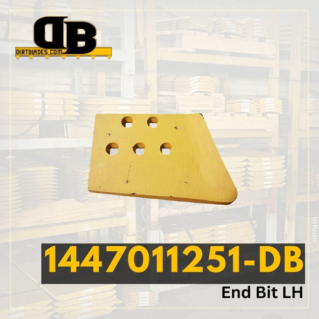 Komatsu style bolt on end bit for a D65EX-12 Komatsu Bulldozer. This is a hot cupped left hand end bit that is 1.19"thick, 9.3"wide and 12.8"in length. It takes 5 of a 3/4"X 2 3/4"(750X275) plow bolt and 5 of a 3/4"(750 HEX NUT) hex nut. The bolt hole spacing is 2.75"from center to center of the bolt holes, and 3.5"when measured from the edge of the bucket cutting edge to the center of the first hole.